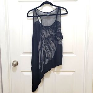 Hot Topic/Midnight Hour Feather Wing Asymmetrical Tank Top